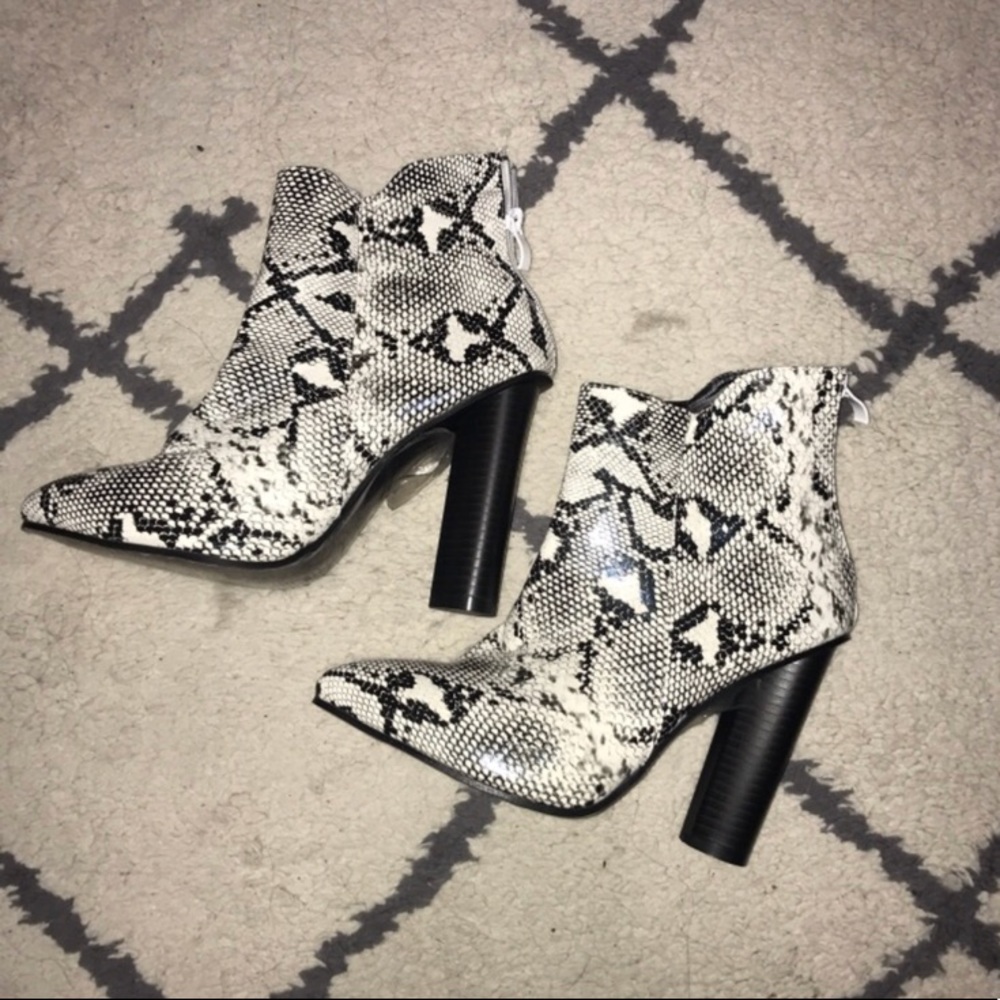 Snakeskin booties